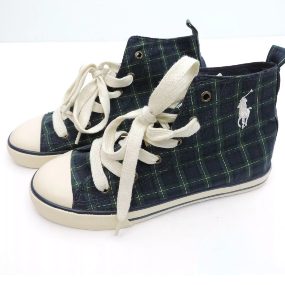 Youth Ralph Lauren Plaid High Top Shoes